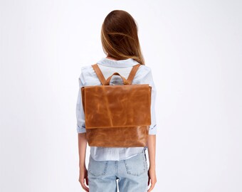 Brown Leather Backpack Women | Women Brown Leather Bags | Leather Laptop Bag | Leather Diaper Bag | Brown Backpack | Brown Leather Bag Purse