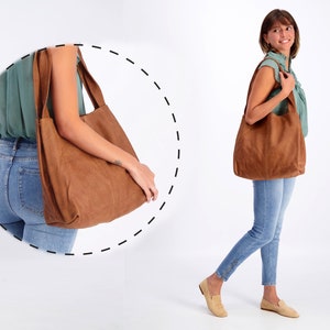 Brown Leather Bag, Women Soft Leather Bag, Big Bag, Shoulder Bag with Magnetic closer, Over Size Bag, Brown Leather Tote Bag, TAMI BAG image 6