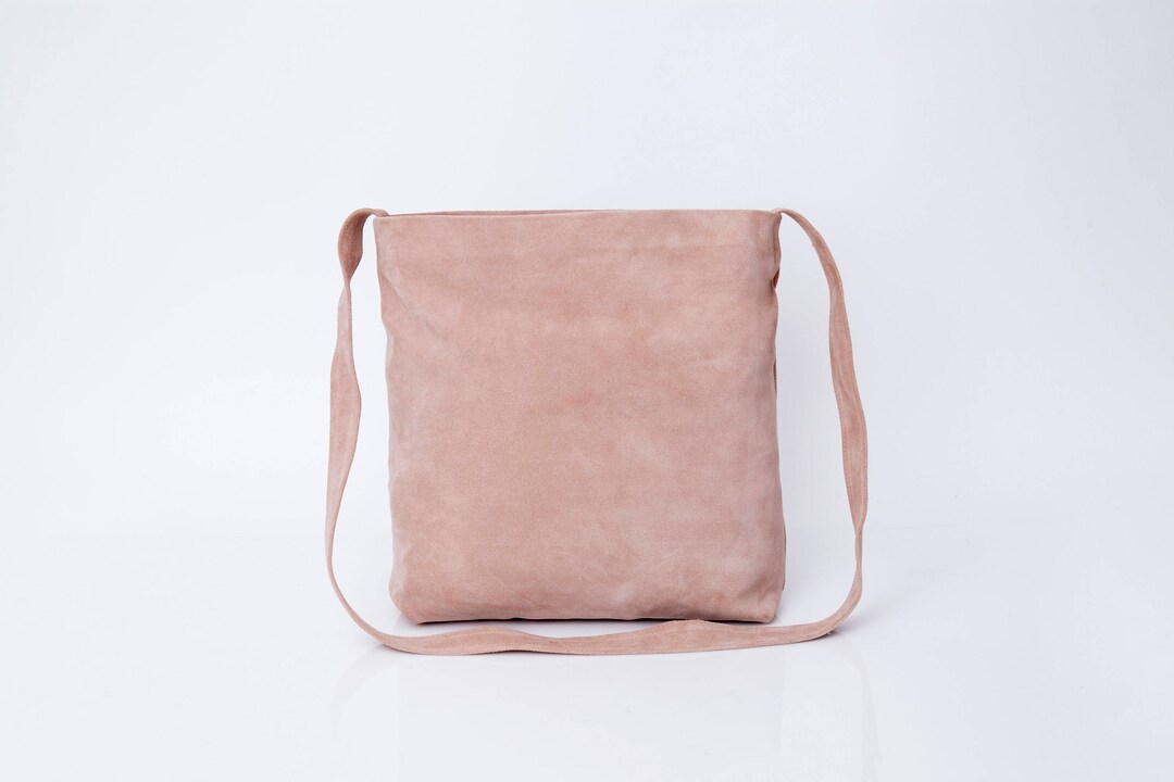 Leather Tote, Suede Bag, Shoulder Bag, Blush Pink Leather Bag, Soft ...