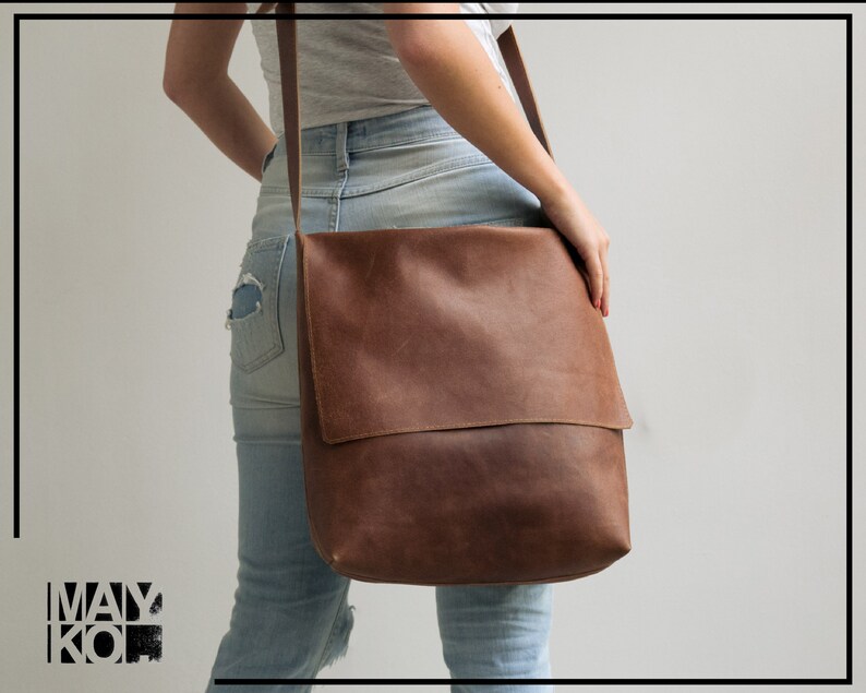 Leather Crossbody Bag Brown Leather Bag Crossbody Laptop Etsy