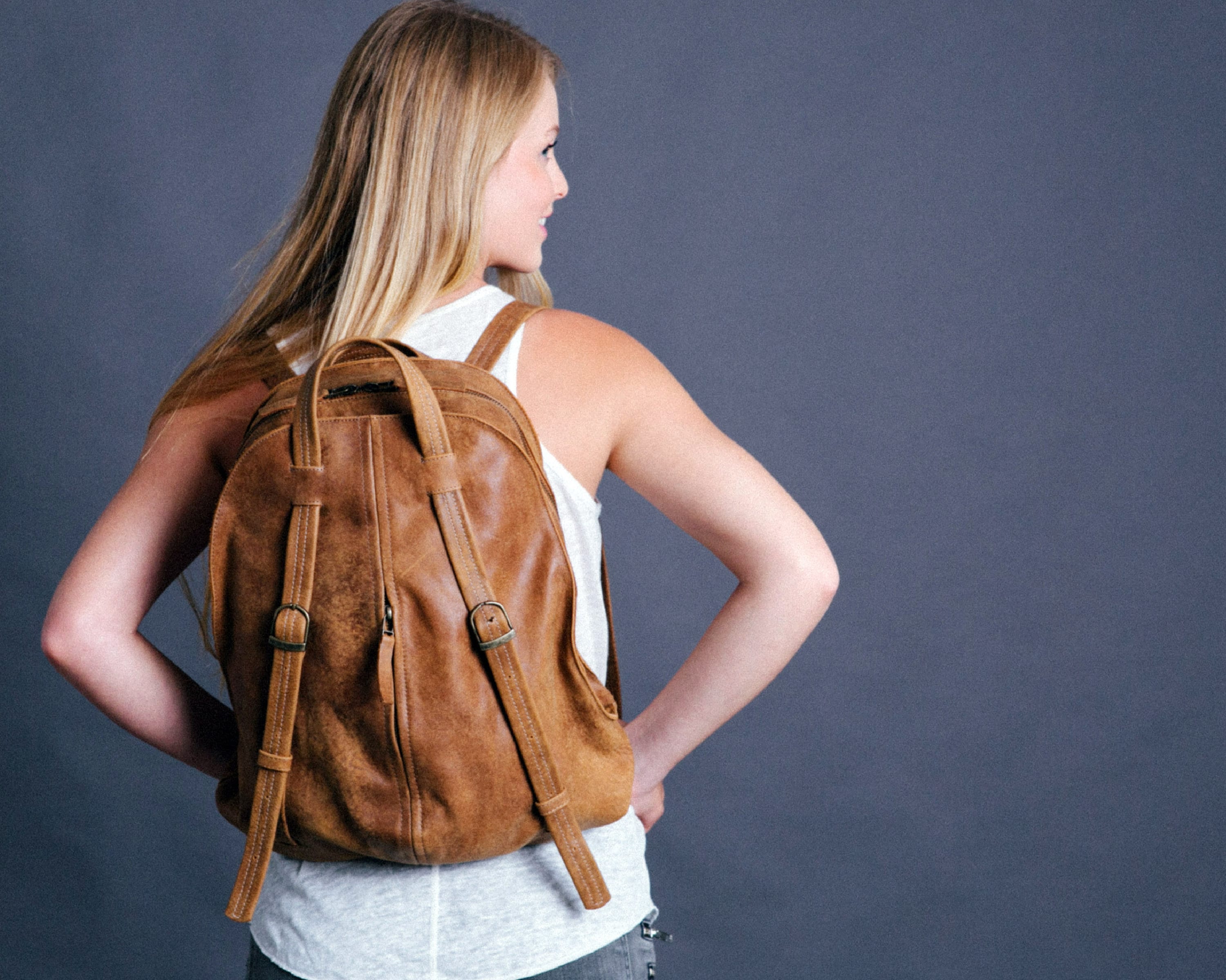 etsy leather backpack purse