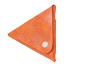Orange leather coin purse - Small wallet - Men's wallet - Gift Ideas - Triangle leather coin purse