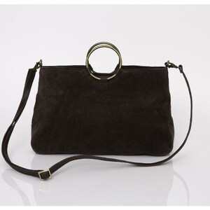 Crossbody Purse, Suede Leather Handbag, Crossbody Bag, Woman Leather Bag, Wristlet Clutch Purse, Gift For Her, Brown Leather Bag, HUGE SALE image 3