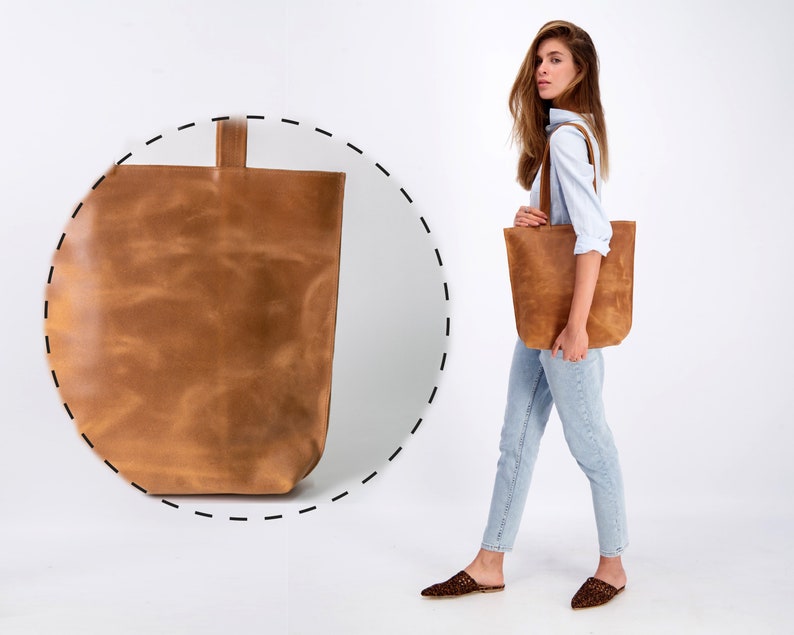 Leather Tote, Brown Leather Bag, Leather Tote Bag, Laptop Bag Woman, Shoulder Bag, Leather Tote With Zipper, Personalize Tote Bag For Woman image 2