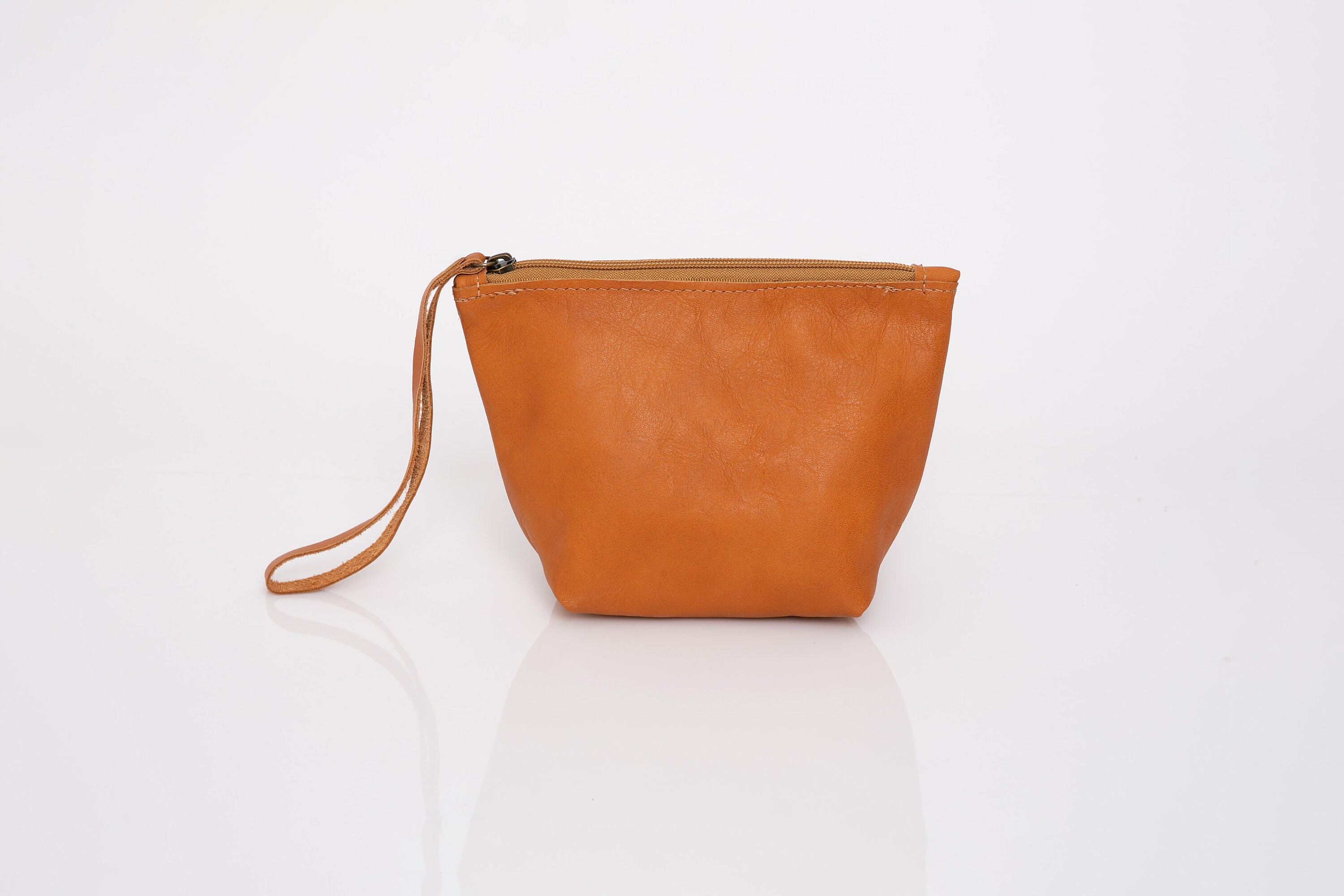 Leather Makeup Bag Monogrammed Makeup Bag Camel Leather Etsy