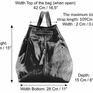 Black Leather BackPack, Drawstring Backpack, Backpack Purse Women, Leather Rucksack Backpack, Soft Leather Back Pack, Everyday Backpack image 6