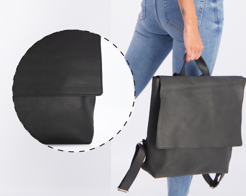 Backpack, Black Leather bag, Backpack Purse, Leather Backpack Women, Back Bag, Laptop Bag, Travel Bag Leather, Personalized Bag, Rucksack image 9