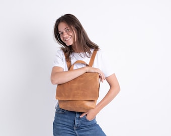 Leather Backpack Women, Brown Backpack, Leather Diaper Bag, Personalized Bag, Genuine Leather Bag, Bag for College, Leather Travel Bag