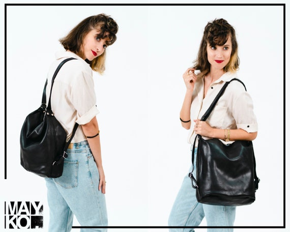 Bolso mochila convertible, mochila portátil para mujer, bolso de hombro,  mochila urbana minimalista de cuero personalizada, regalo personalizado  para ella -  México