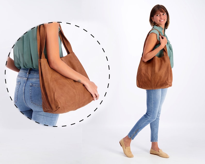 Tote bag Brown leather bag Leather laptop bag Tote bag with pocket Large Bag Leather tote bag for woman Soft leather bag image 9