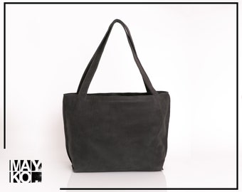 Black Leather bag, Women Handbag, Handmade Leather Tote, Zipper Tote Bag, Leather Shoulder Bag, Women Bag, Soft Leather Bag  SHIRI bag