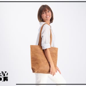 Leather Tote, Brown Leather Bag, Leather Tote Bag, Laptop Bag Woman, Shoulder Bag, Leather Tote With Zipper, Personalize Tote Bag For Woman image 1