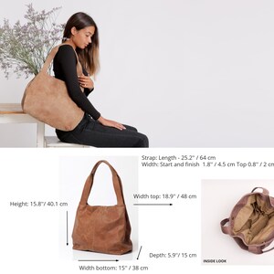 Tote bag Brown leather bag Leather laptop bag Tote bag with pocket Large Bag Leather tote bag for woman Soft leather bag image 5