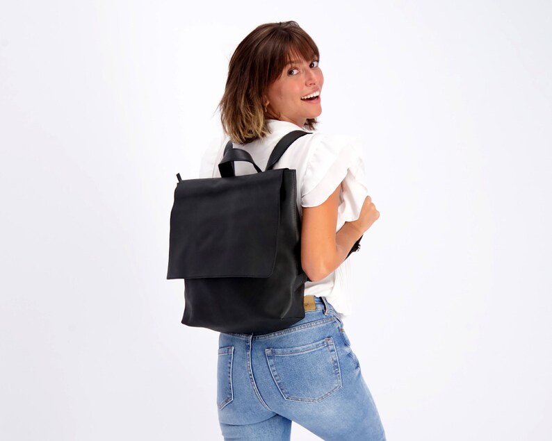 Backpack, Black Leather bag, Backpack Purse, Leather Backpack Women, Back Bag, Laptop Bag, Travel Bag Leather, Personalized Bag, Rucksack image 1