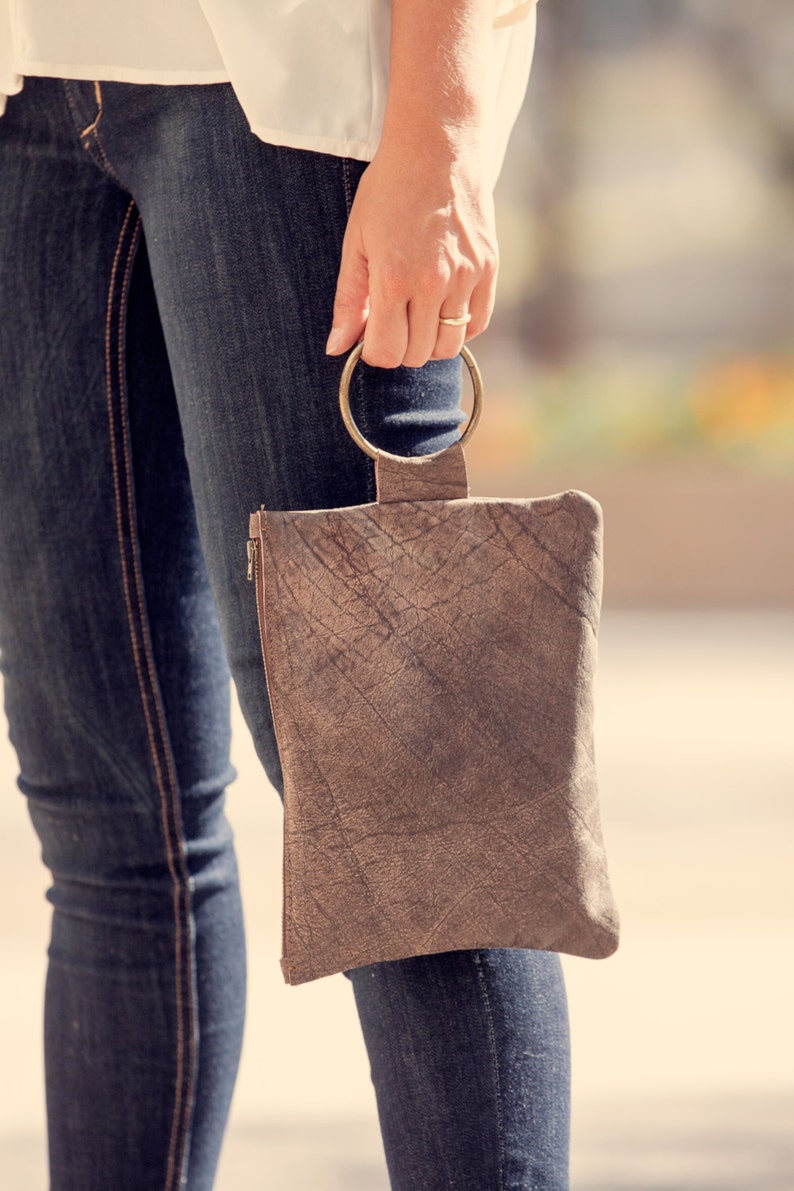 Brown leather clutch Soft Leather wristlet clutch Women Etsy