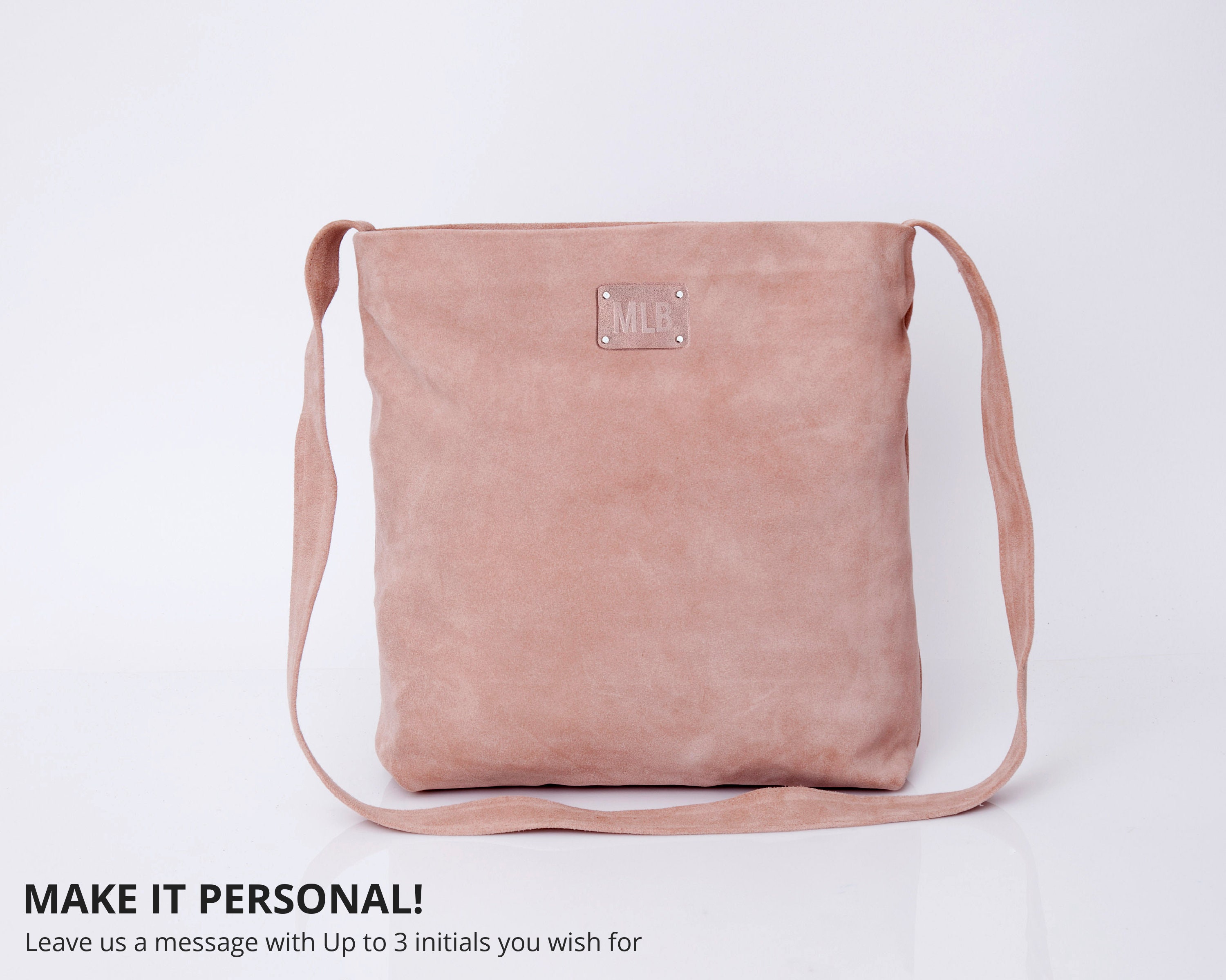 Leather Tote Suede Bag Shoulder Bag Blush Pink Leather Bag | Etsy