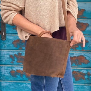 Suede Leather Crossbody Bag Woman, Brown Leather Cross Body Purse, Small Leather Handbag, Slouchy Leather Bag, Suede Bag, Gift For Her MAYKO Bag + Zipper