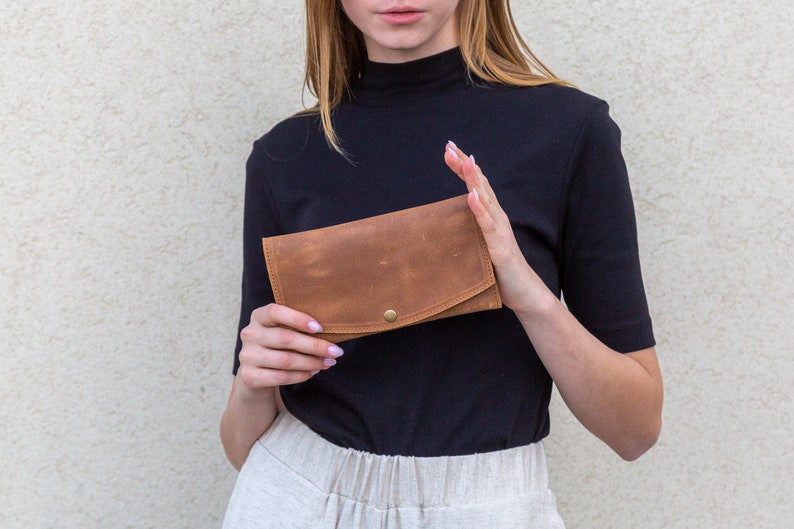 Cartera de cuero, Cartera de mujer, Monedero pequeño, Regalo de cuero para ella, Cartera de cuero para mujer, Cartera de mano, Cartera minimalista, Cartera para mujer imagen 1
