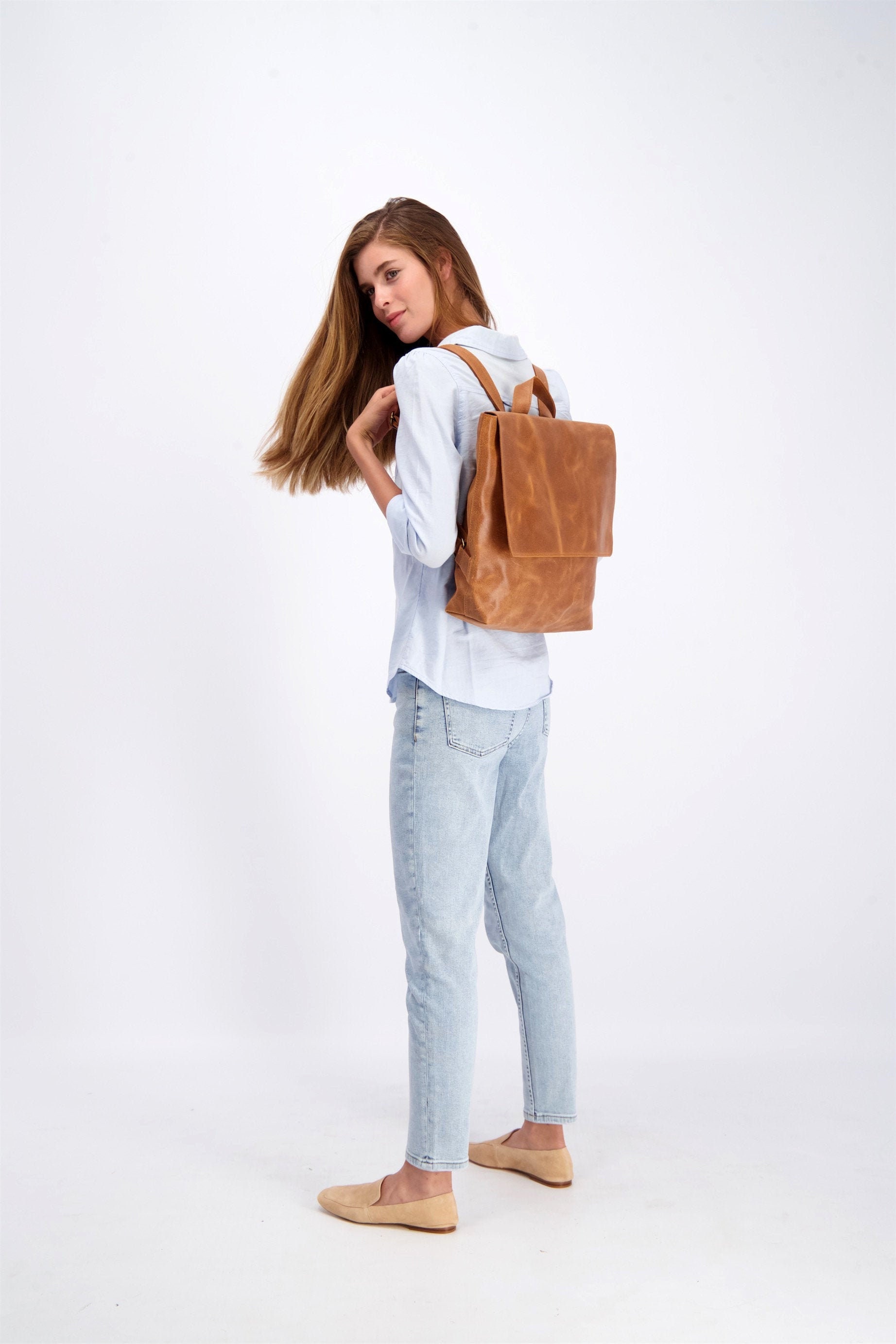 mom leather backpack