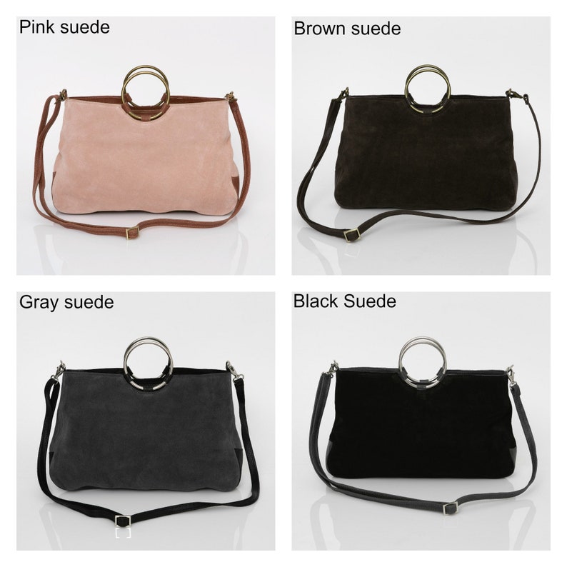 Crossbody Purse, Suede Leather Handbag, Crossbody Bag, Woman Leather Bag, Wristlet Clutch Purse, Gift For Her, Brown Leather Bag, HUGE SALE image 4