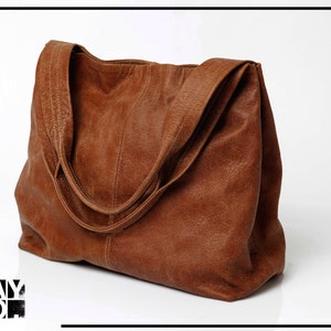 Braune Leder Geldbörse, Klassische Ledertasche, Große Handtasche für Frauen, Lehrer Tragetasche mit Taschen, Slouchy Weiche Ledertasche, Leder Arbeitstasche