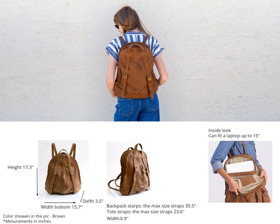 Leather Convertible Backpack Purse 