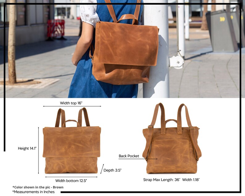 Brown Leather Backpack Laptop Bag Lawyer Gite For women Etsy