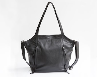 Bolso de cuero mujer, bolso bandolera de cuero, bolso tote de cuero negro, bolso de cuero suave, bolso de hombro, bolso de mano con cremallera, bolso bandolera de cuero