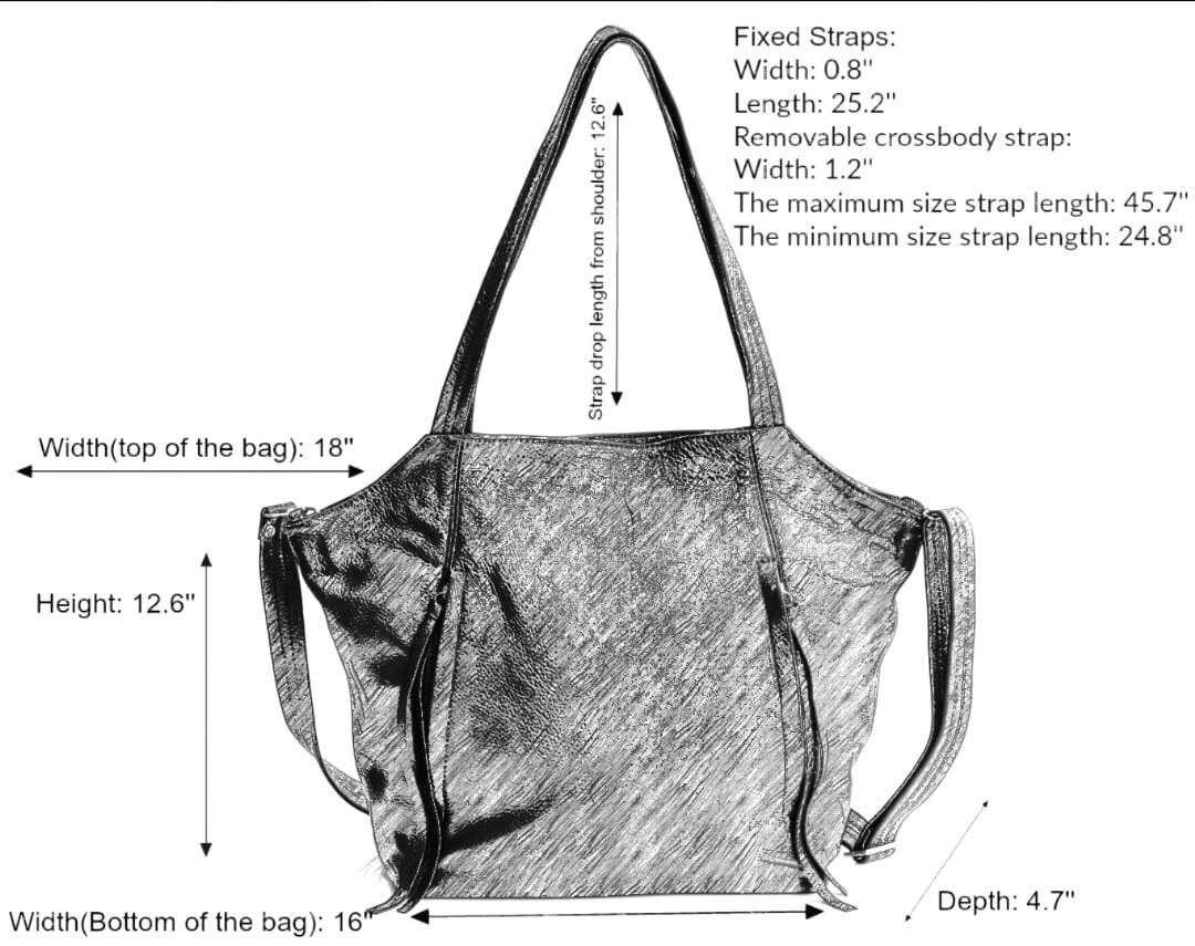 Crossbody Purse Large Leather Tote Bag With Zipper Black Etsy