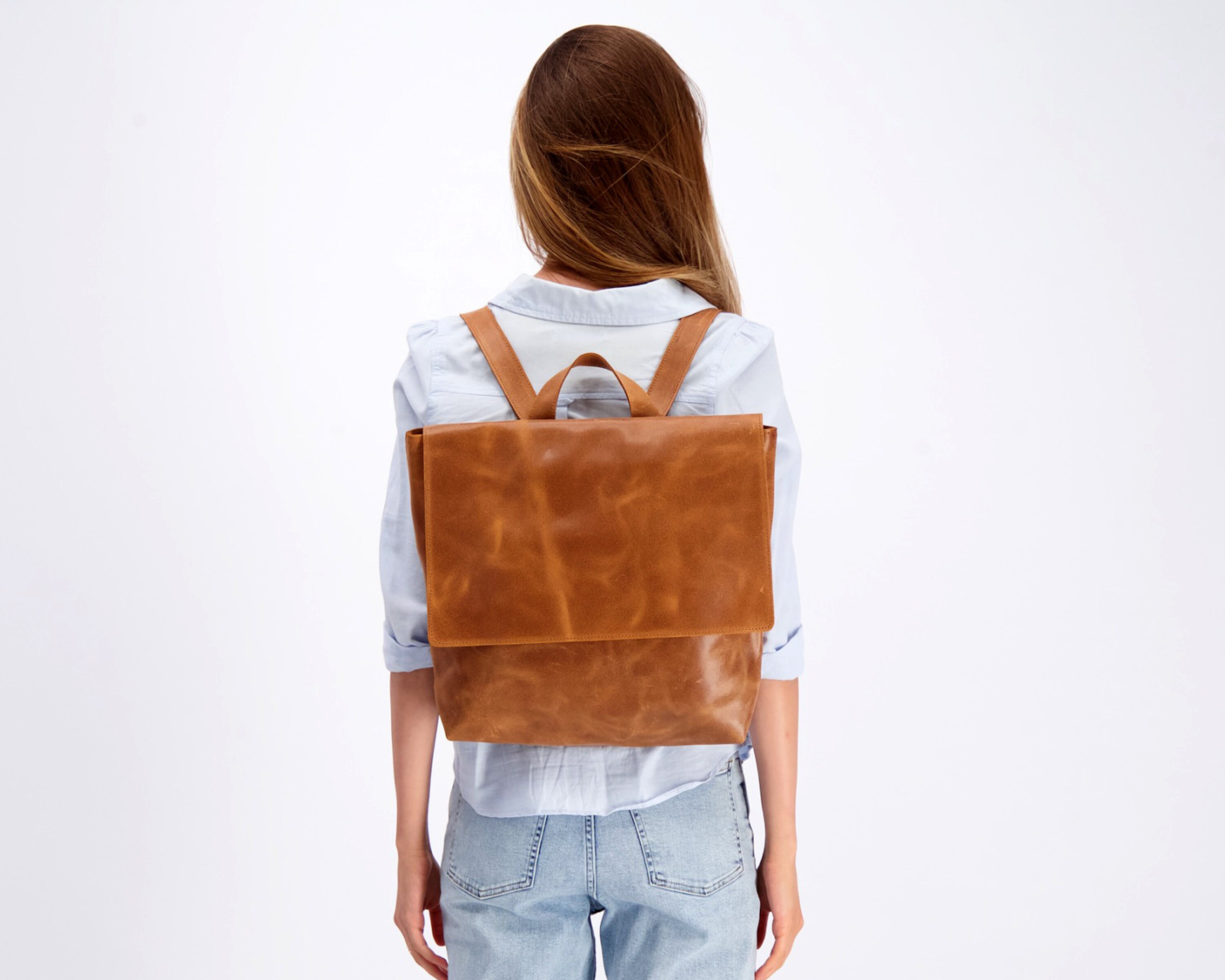 etsy leather backpack purse