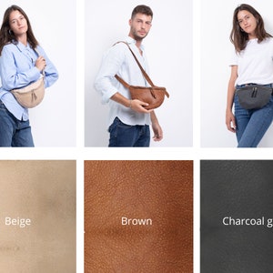 Mens Crossbody Bag, Leather Belt Bag, Small Leather Crossbody Bag, Unisex Bum Bag, Leather Sling Bag, Leather Hip Bag, Cross Body Fanny Pack image 5