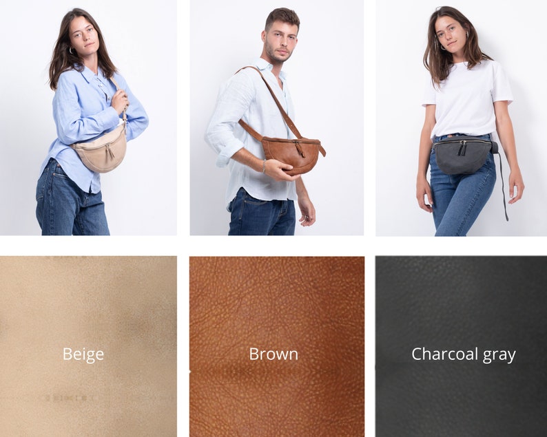 Leather Fanny Pack, Small Leather Cross Body Bag, Bum Bag, Leather Sling Bag For Men & Women, Leather Hip Bag, Leather Belt Bag Women image 3