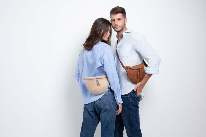 Mens Crossbody Bag, Leather Belt Bag, Small Leather Crossbody Bag, Unisex Bum Bag, Leather Sling Bag, Leather Hip Bag, Cross Body Fanny Pack image 7