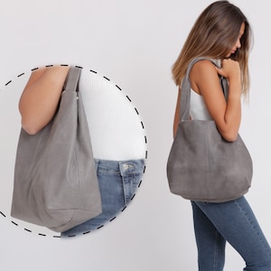 Brown Leather Bag, Women Soft Leather Bag, Big Bag, Shoulder Bag With ...