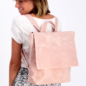 Pink Leather Backpack Women Purse, Leather Satchel Backpack, Fashion Backpack Women, Laptop Bag Backpack, Travel Backpack Women Gift For Her image 2