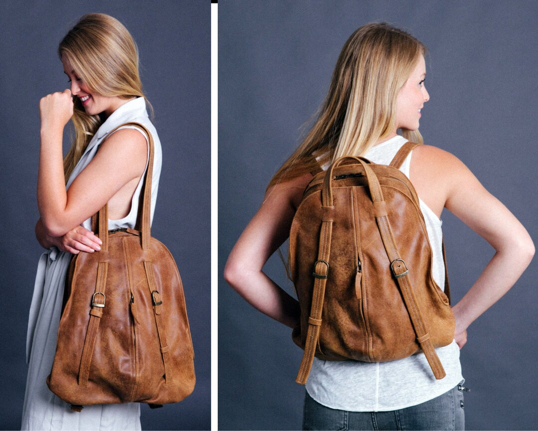 Leather Convertible Backpack Purse, Leather Laptop Backpack Woman, Tote ...