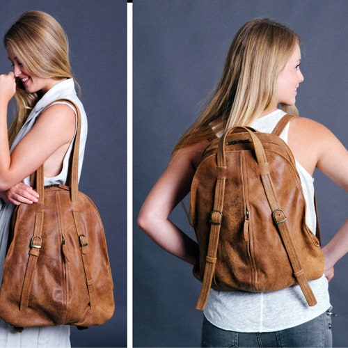 brown leather convertible backpack