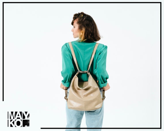 Ladies leather shop backpack purse