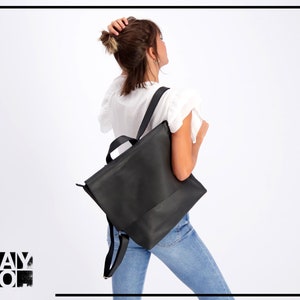 Black Backpack, Genuine Leather Bag, Backpack Women, Minimalist Backpack, Everyday Bag, Leather Diaper Bag, Laptop Backpack, Student Gift