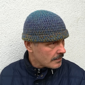Mens fisherman beanie  Wool handmade hat  Winter pure wool hat  Mens cap  Short beanie