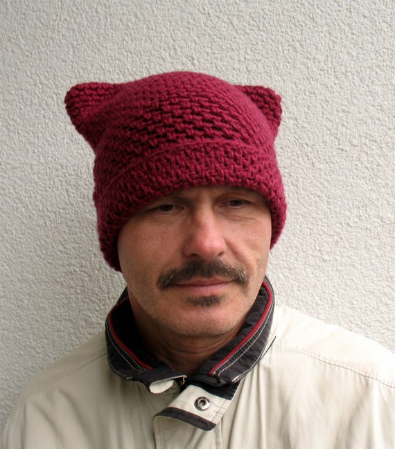 Mens Winter Pussy Hat 100% Natural Wool 