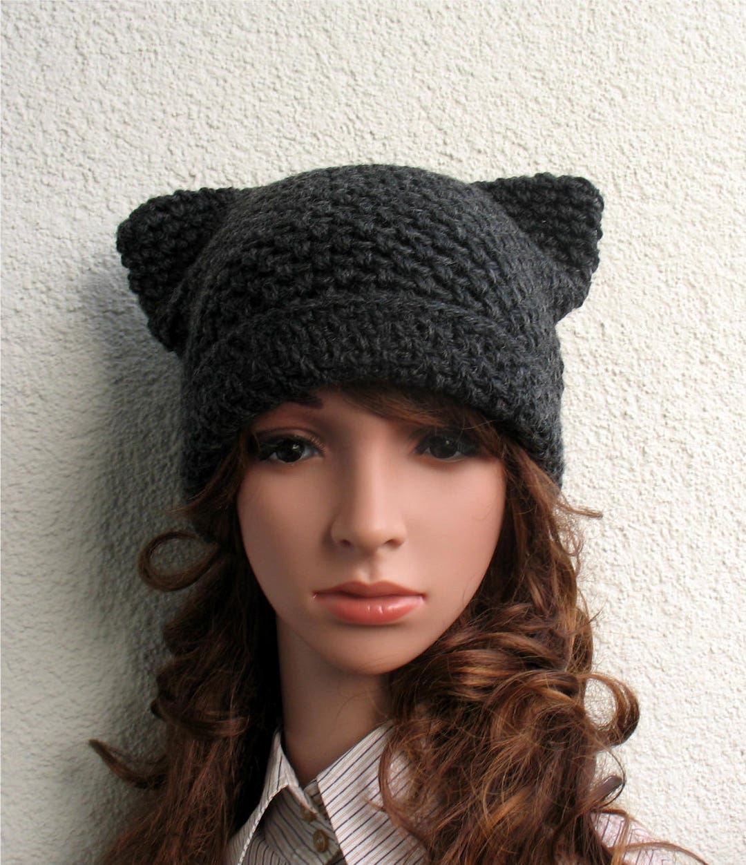 Handmade Wool Cat Ear Hat - Crochet Winter Beanie - Etsy