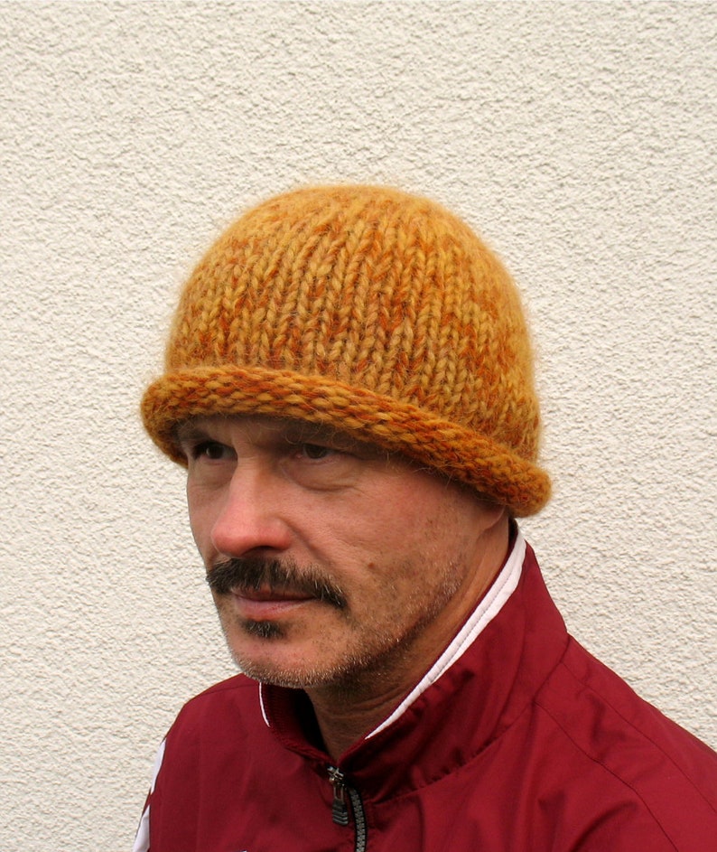 Mens Winter Hat 100% Natural Icelandic Wool ECO Yellow Hat - Etsy