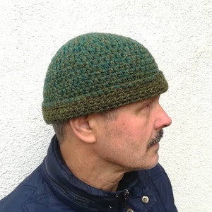 Wool fisherman 100% wool hat  Latvian sheep wool skull hat  Wool cap  Crochet short hat pure wool hat  Green hat