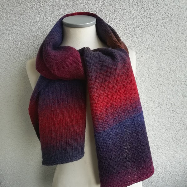 Knitted 100% pure ECO wool scarf Colorful long winter scarf Sheep wool scarf Gradient wool scarf