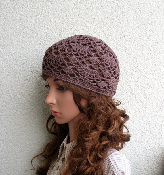 Women\'s Cotton Crochet Slouchy Beanie Hat Knit Summer Skull Cap Solid Brown ZLYC Women Cotton Crochet Slouchy Beanie Hat Handmade Knit  main image 3