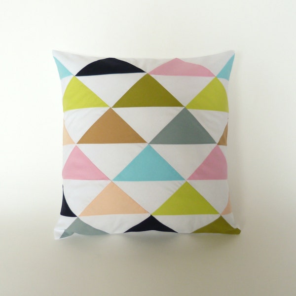 16X16 inches - Geometric triangle pillow cover - bright multi-colored pillow cover - cushion cover - geometric pillow