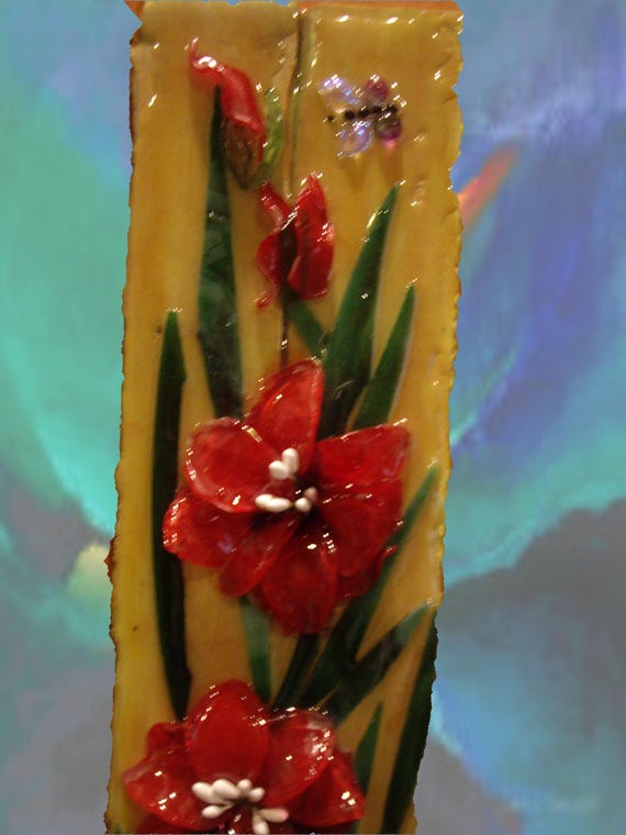 Handmade Gladiolas Flower Resin Wall Art – Botanical Decor with Glossy Finish