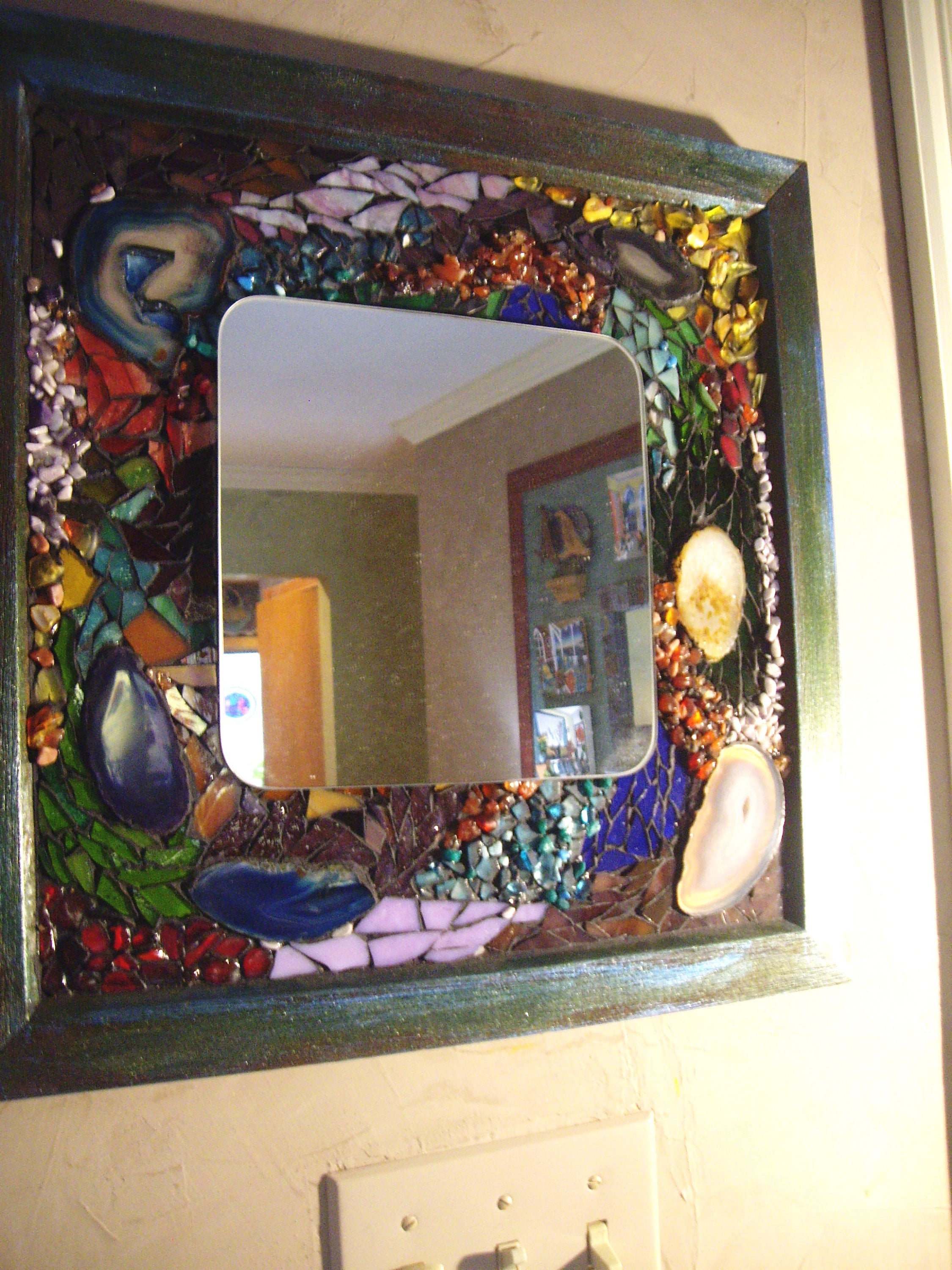 Stained Glass Mosaic Agate Wall Mirror