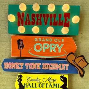 Nashville Themed Directional Sign Handpainted